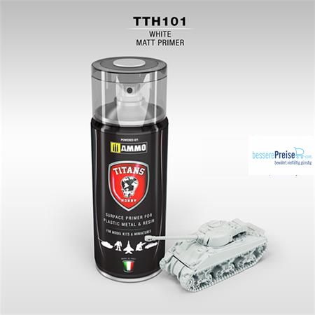 TITANS HOBBY TTH101 - WHITE MATT PRIMER Spray for Plastic, Metal & Resin