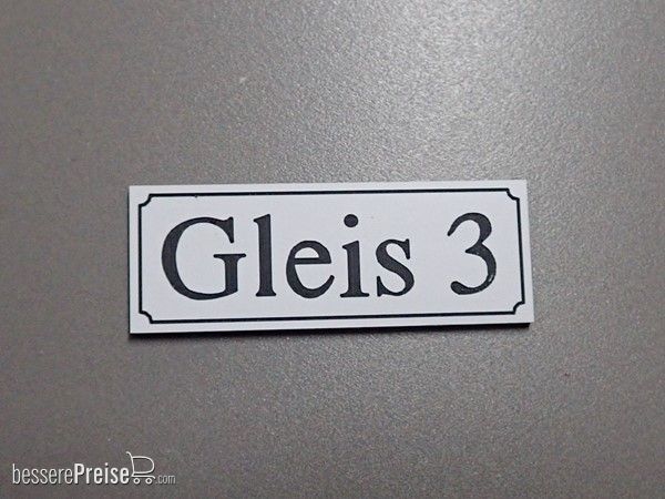 Heyn 11213,3 - Gleisschild alte Schrift Gleis 3 44 x 16 mm, 2-Schicht-Kunststoff