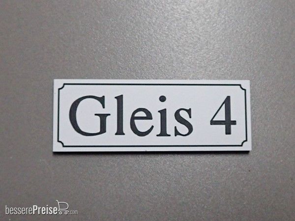 Heyn 11213,4 - Gleisschild alte Schrift Gleis 4 44 x 16 mm, 2-Schicht-Kunststoff