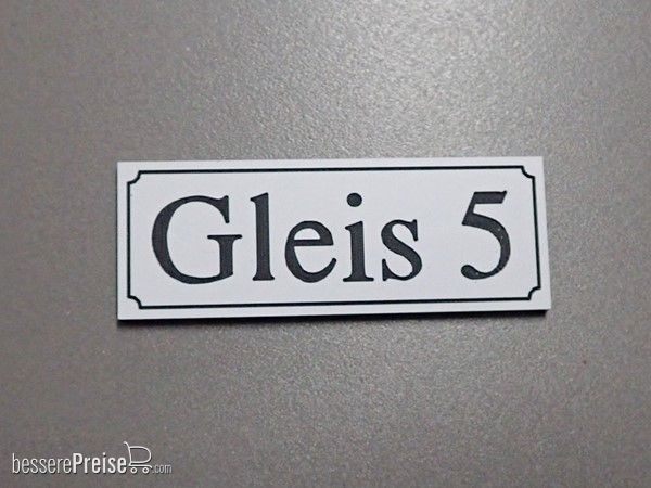 Heyn 11213,5 - Gleisschild alte Schrift Gleis 5 44 x 16 mm, 2-Schicht-Kunststoff