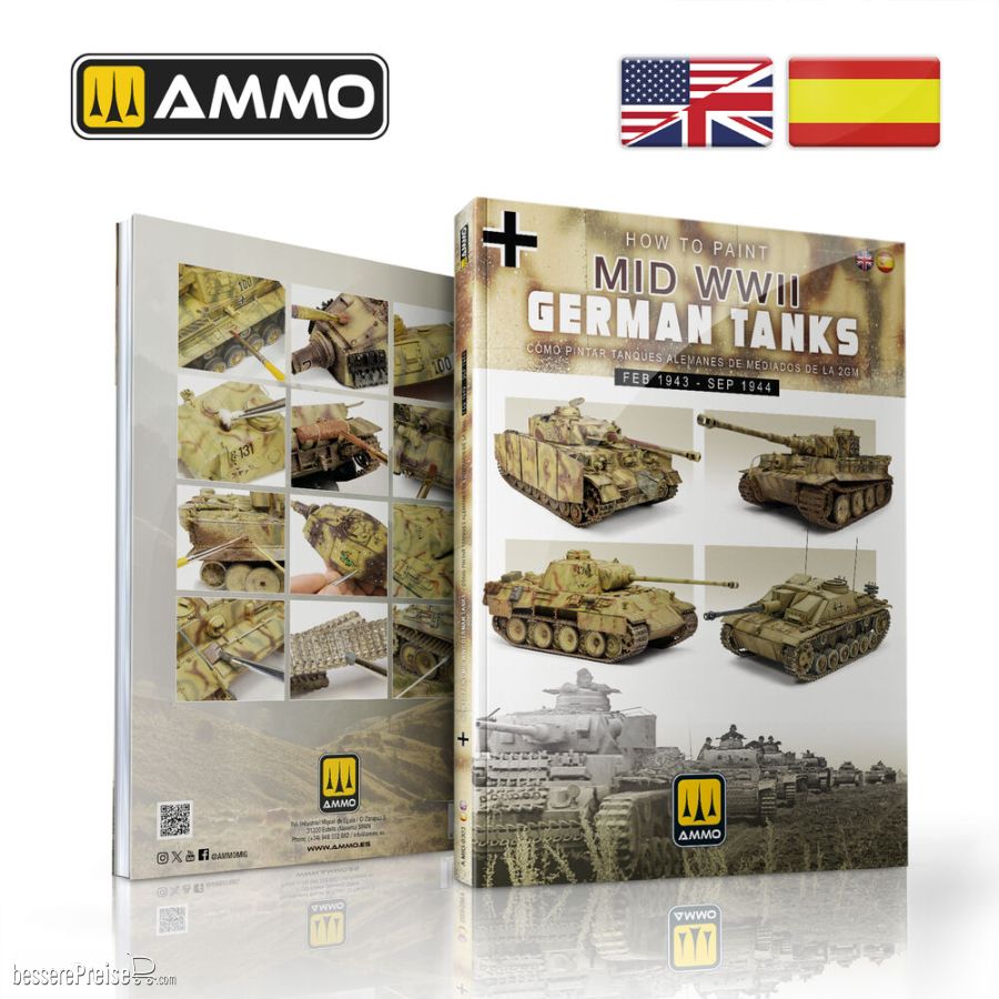 AMMO by MIG Jimenez A,MIG-6303 - How to Paint Mid WWII German Tanks (FEB 1943 - SEP 1944) (English, Spanish)