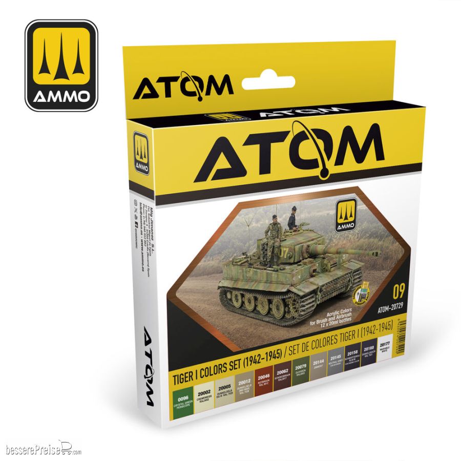 AMMO by MIG Jimenez ATOM-20729 - ATOM TIGER I COLORS (1942-1945) Set