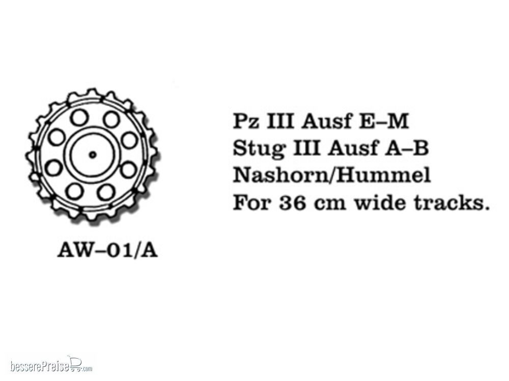 Friulmodel AW-01/A - Tracks for Pz III (E-M) / Stug III (A-B) Nashorn 36 cm breit Nashorn 36 cm breit