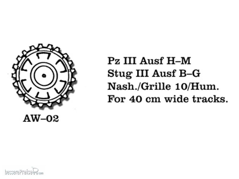 Friulmodel AW-02 - Tracks for Pz III (H-N) / Stug III (B-C) Nashorn / Hummel Nashorn / Hummel