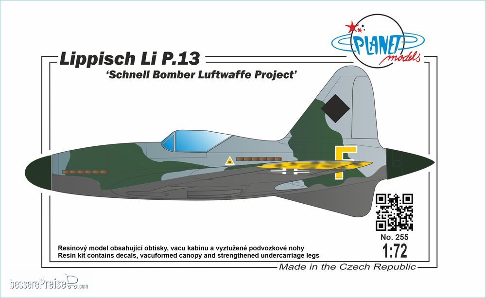 Planet Models 129-PLT255 - Lippisch Li P.13 Schnell Bomber Luftwaffe Project