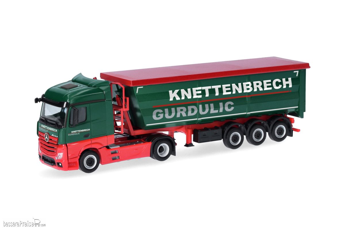 Herpa 318518 - Mercedes-Benz Actros Streamspace Stahlmulden-Sattelzug ´Knettenbrech & Gurdulic´ (Hessen/Wiesbaden)