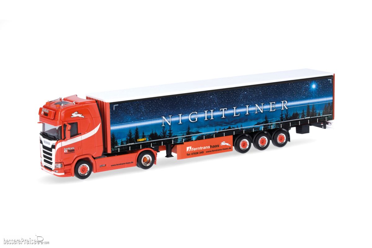 Herpa 318785 - Scania CS 20 HD 15m Gardinenplanen-Sattelzug ´Ferntrans Haas´ (Baden-Württemberg/Schenkenzell)