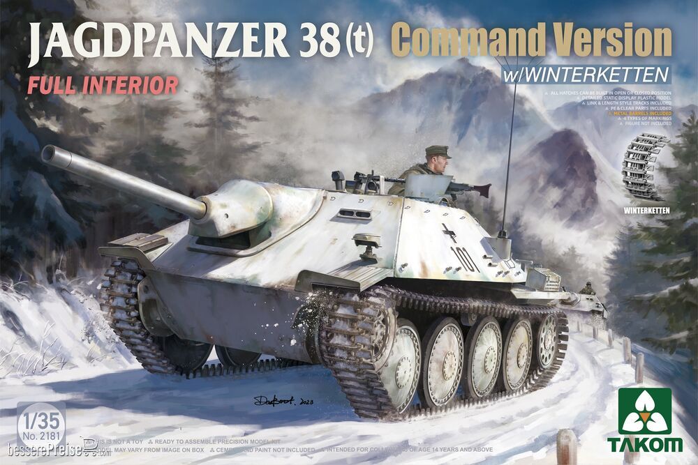 Takom TAK2181 - Jagdpanzer 38(t) Command Version w/ Winterketten Full Interior