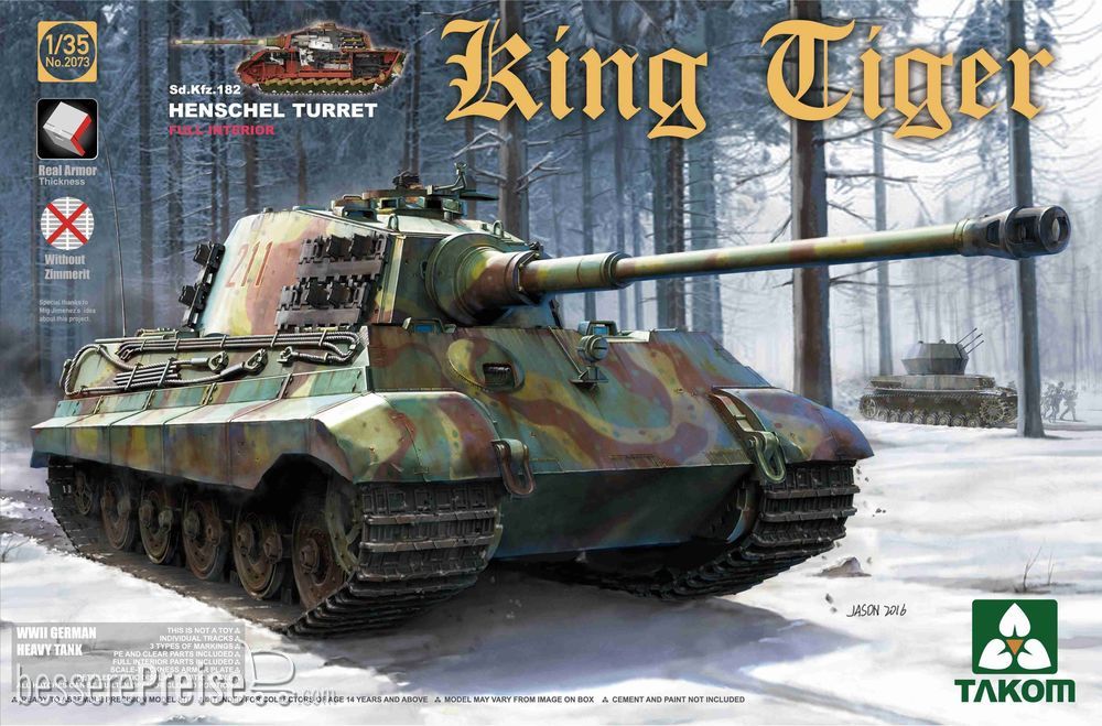 Takom TAK2073S - WWII German Heavy Tank Sd.Kfz.182 King Tiger Henschel  Turret w/interior in 1:35