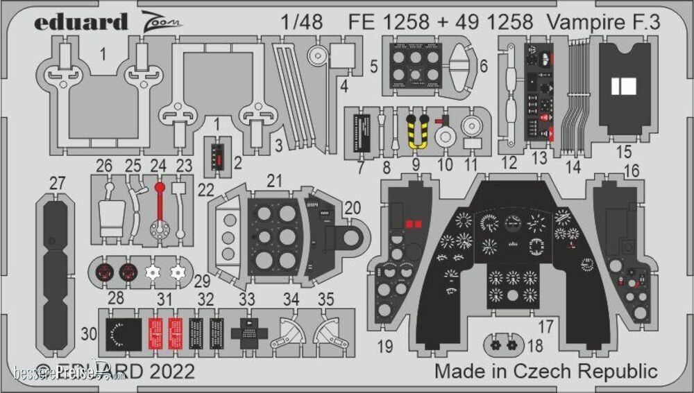 Eduard Accessories 491258 - Vampire F.3 for AIRFIX