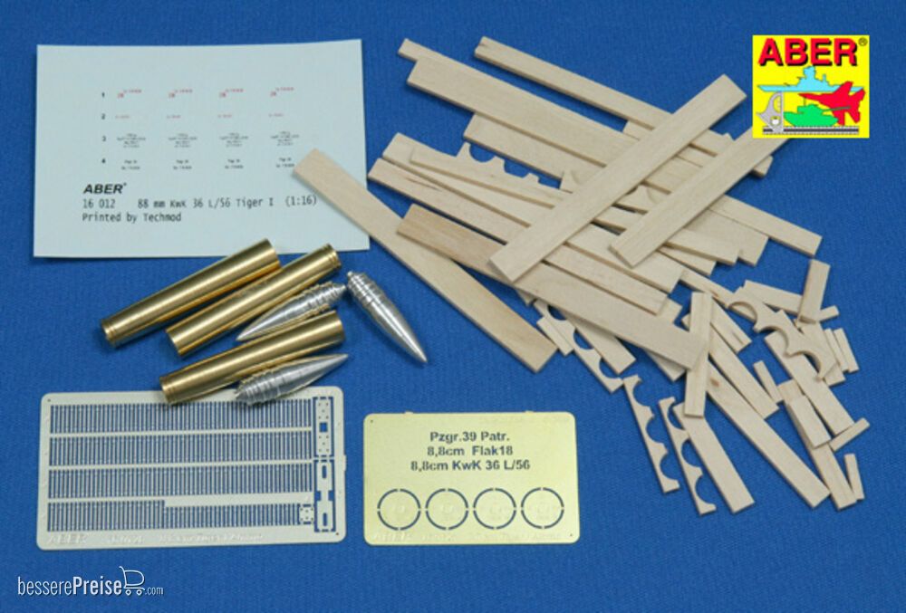 Aber Models 16012 - 8,8cm Tiger I A/T Ammo with box