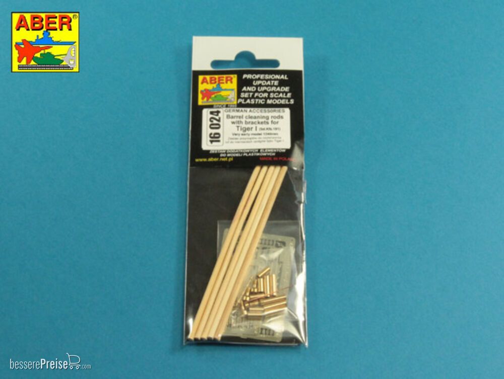 Aber Models 16024 - Barrel cleaning rods with brackets for Tiger I -very early model 1240mm