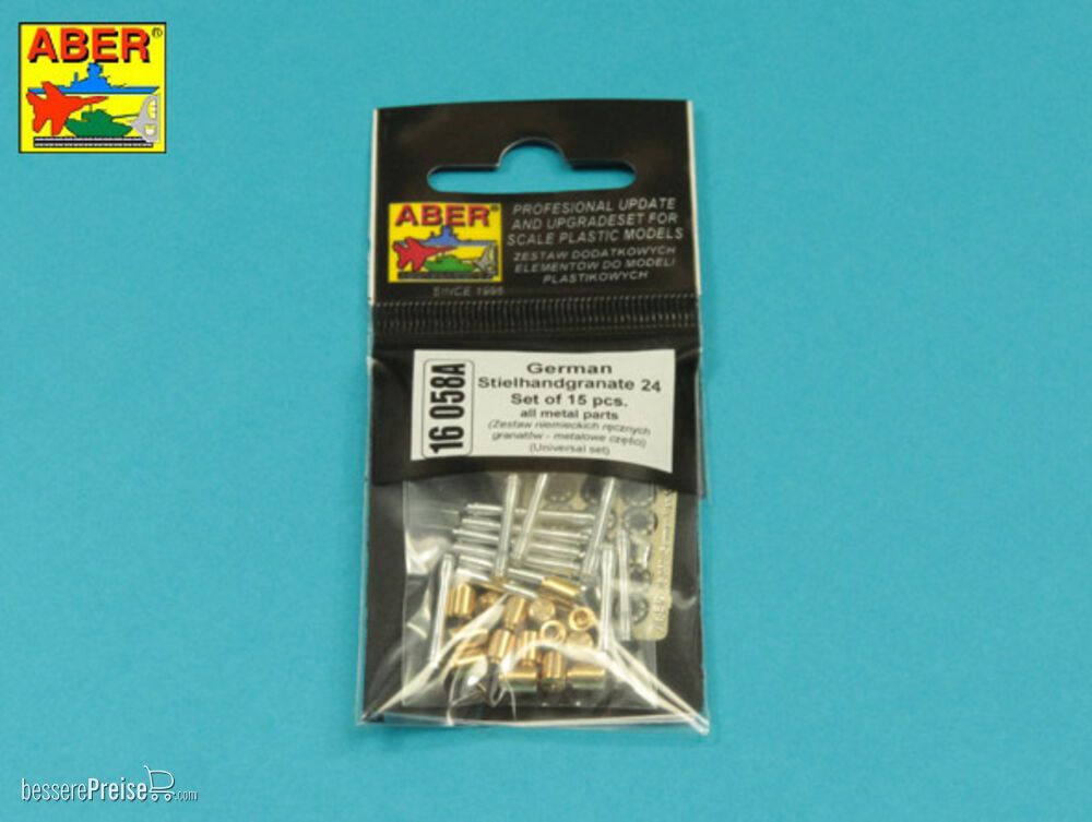 Aber Models 16 058 A - German Stielhandgranate 24 -set of 15 pcs. All metal parts