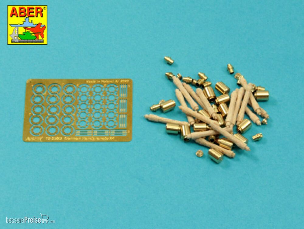 Aber Models 16 058 B - German Stielhandgranate 24 -set of 15 pcs. Metal and wood parts