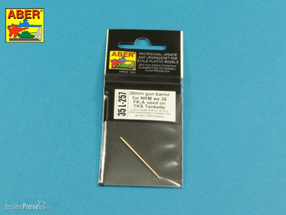 Aber Models 35 L-257 - 20mm gun barrel for nkm wz.38 FK-A used on TKS Tankette