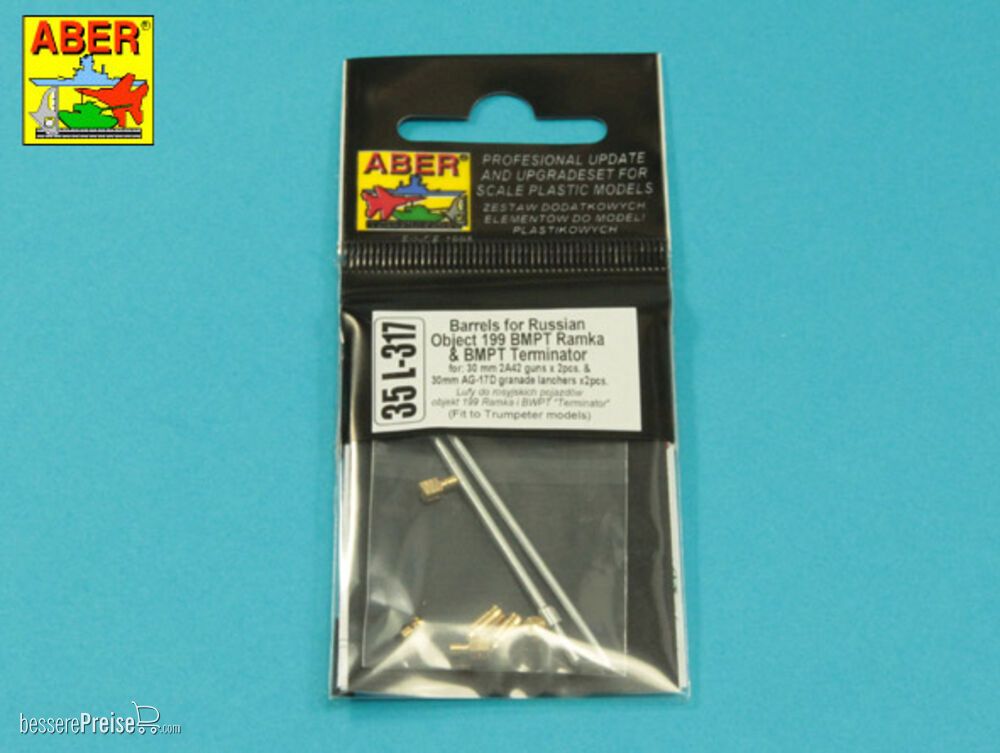 Aber Models 35 L-317 - Set of barrels for BMPT Object 199 ´Ramka? &Terminator 2 x 2A45 mm, 2 x AGS-17 30 mm