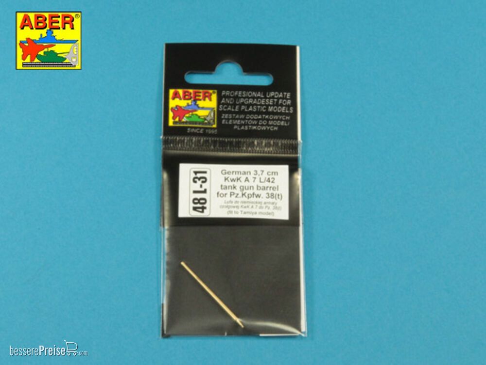 Aber Models 48 L-31 - German 3,7 cm KwK A 7 L/42 tank gun barrel for Pz.Kpfw. 38(t)