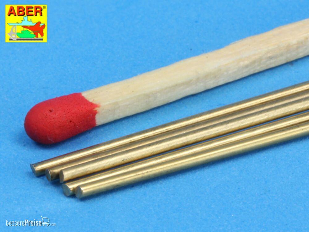 Aber Models BR 10 - Brass round rods 1,0mm length 250mm x 5 pcs.