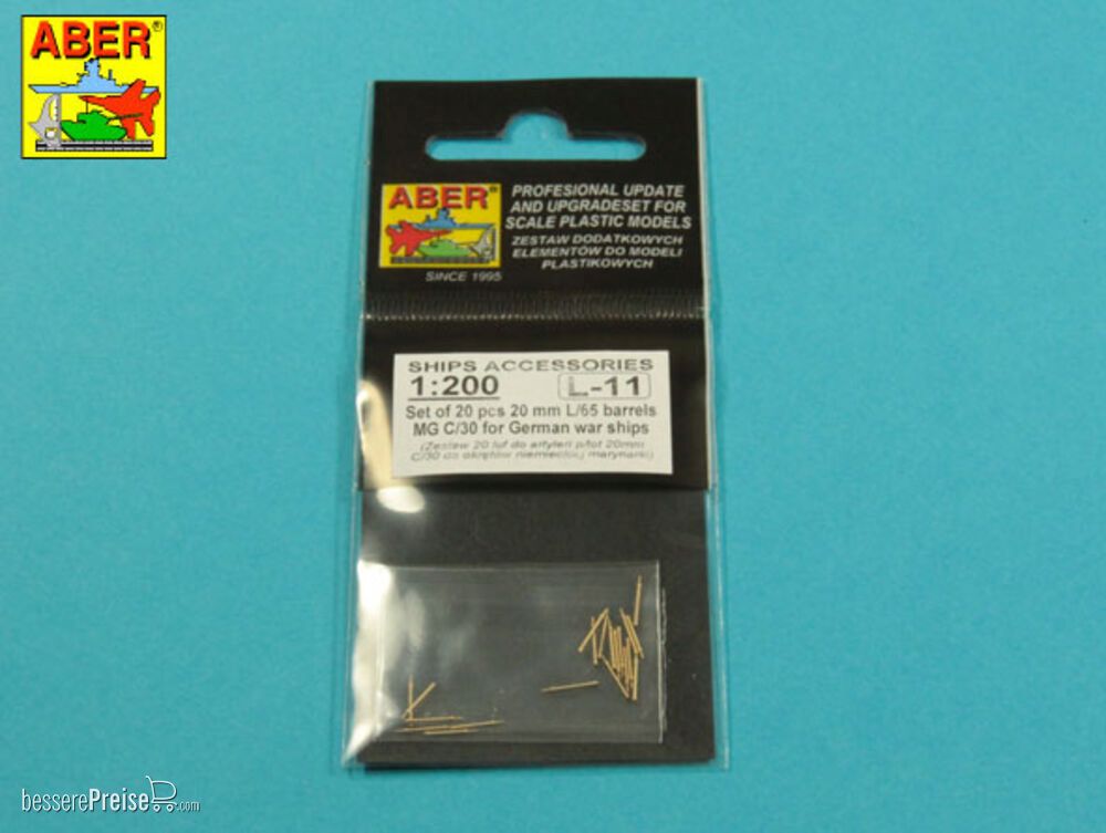 Aber Models RE-200 L11 - Set of 20 pcs 20 mm L/65 barrels MG C/30 for German ships