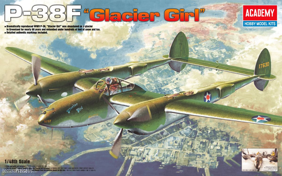 Academy 12208 - 1/48 P-38F Lighting Glacier Girl