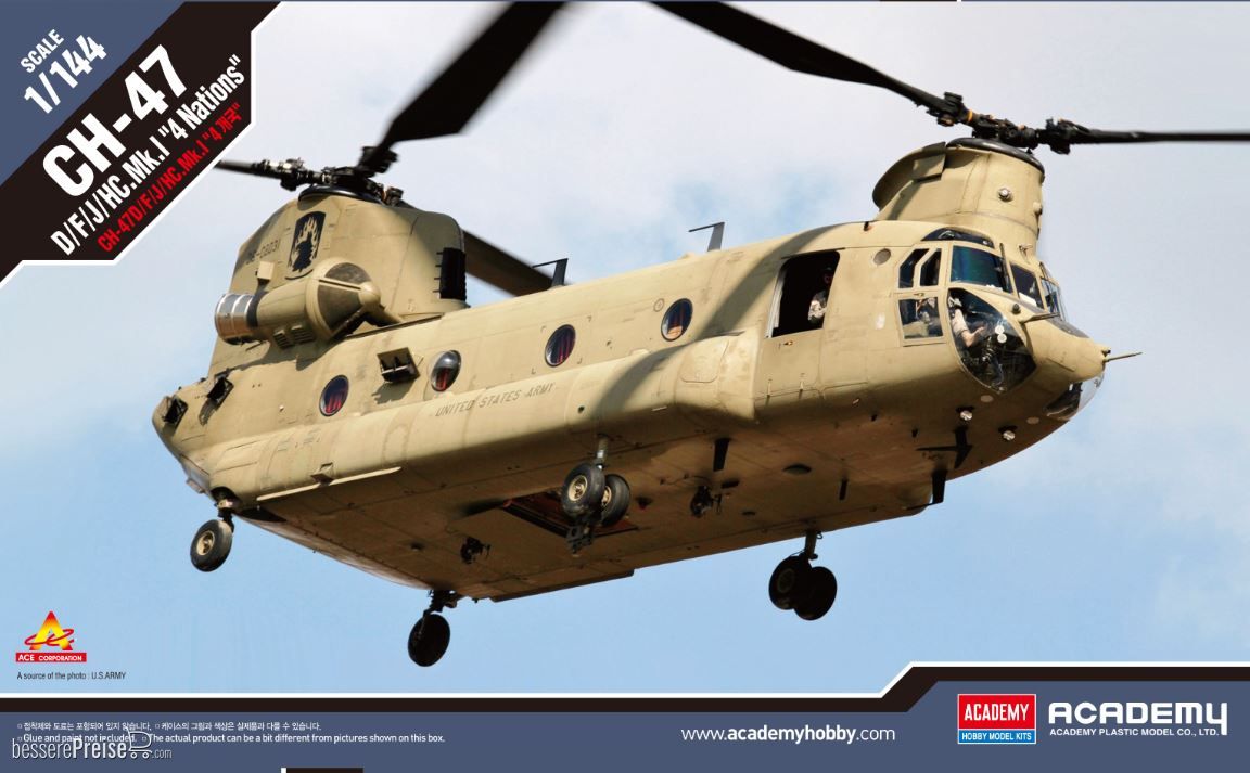 Academy 12624 - 1/144 Ch-47D/F/J/Hc.Mk.1 4 Nations