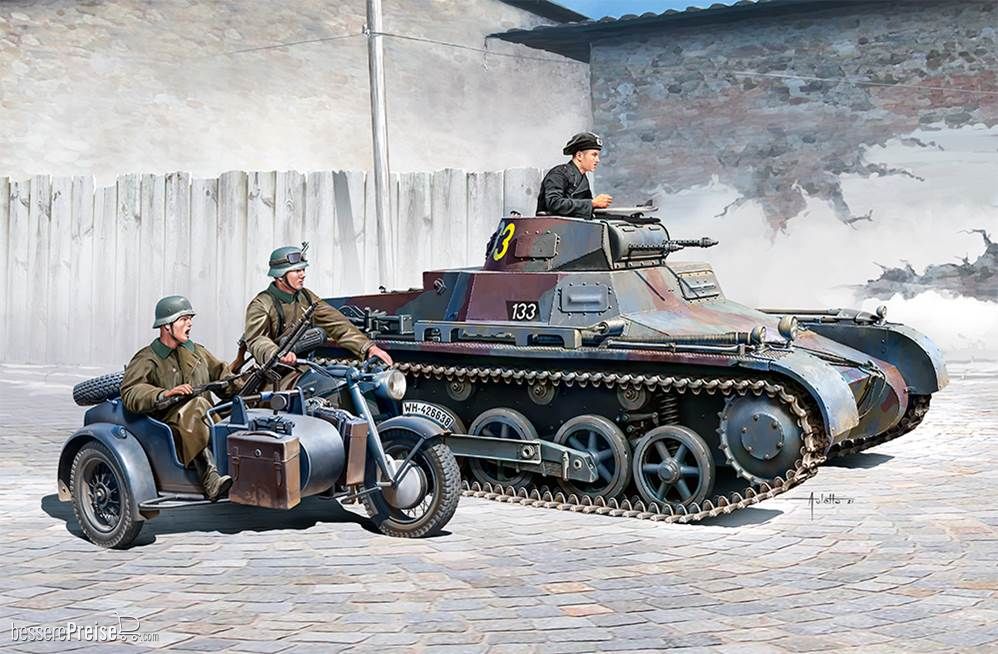 Academy 13556 - 1/35 Panzer I Ausf. B & Motorrad