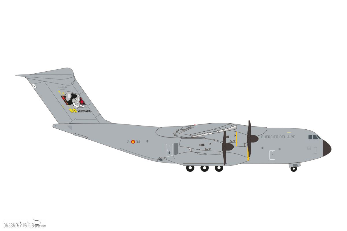 Herpa 537872 - Spanish Air Force Airbus A400M Atlas (T.23) - 31st Wing (Ala 31), Zaragoza - 50 Aniversario