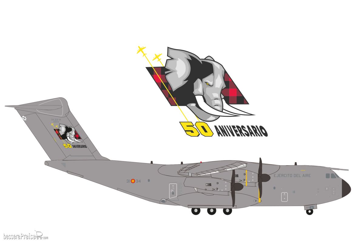 Herpa 573191 - Spanish Air Force Airbus A400M Atlas (T.23) - 31st Wing (Ala 31), Zaragoza - 50 Aniversario