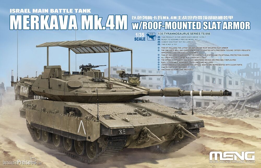 MENG-Model TS-056 - Israel Main Battle Tank Merkava Mk.4M w/Roof-Mounted Slat Armor