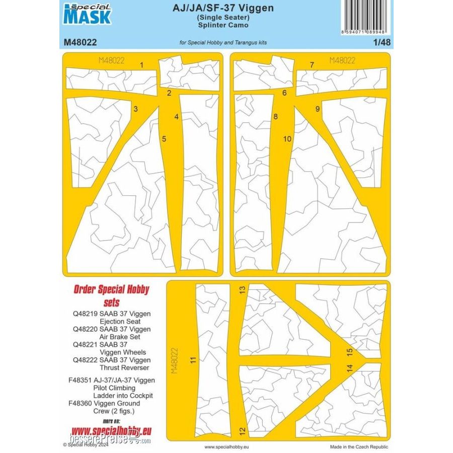 Special Hobby 100-M48022 - AJ/JA/SF-37 Viggen (Single Seater) Splinter Camo MASK