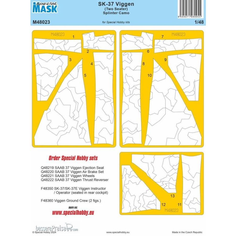 Special Hobby 100-M48023 - SK-37 Viggen (Two Seater) Splinter Camo MASK
