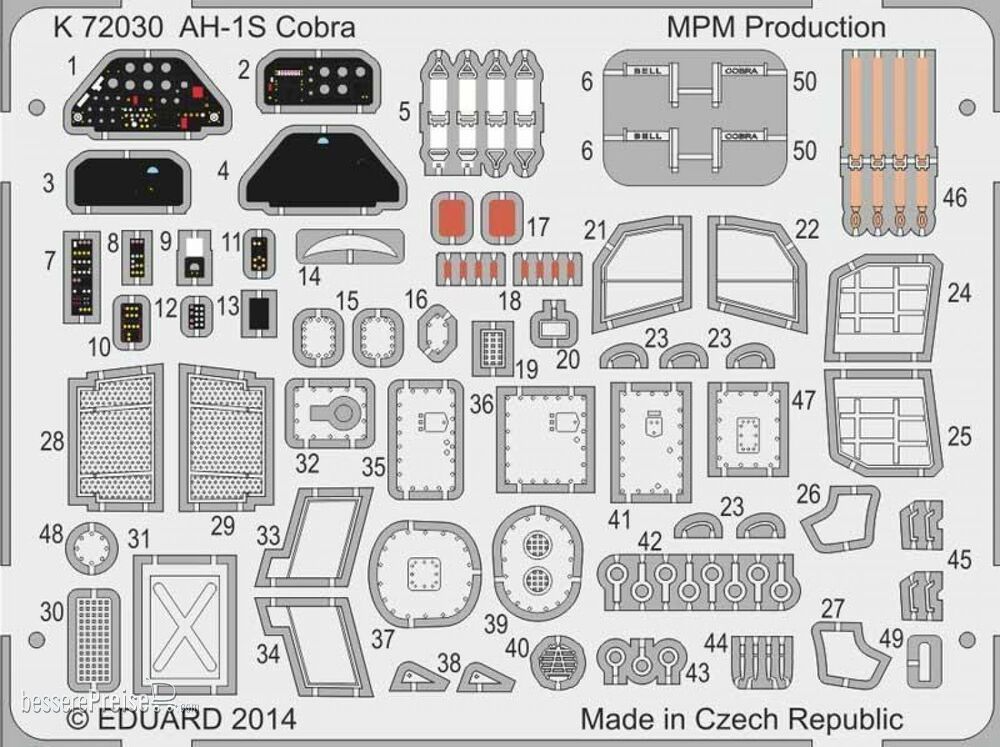 MPM 100-K72030 - AH-1S Cobra Coloured photo-etched parts in 1:72