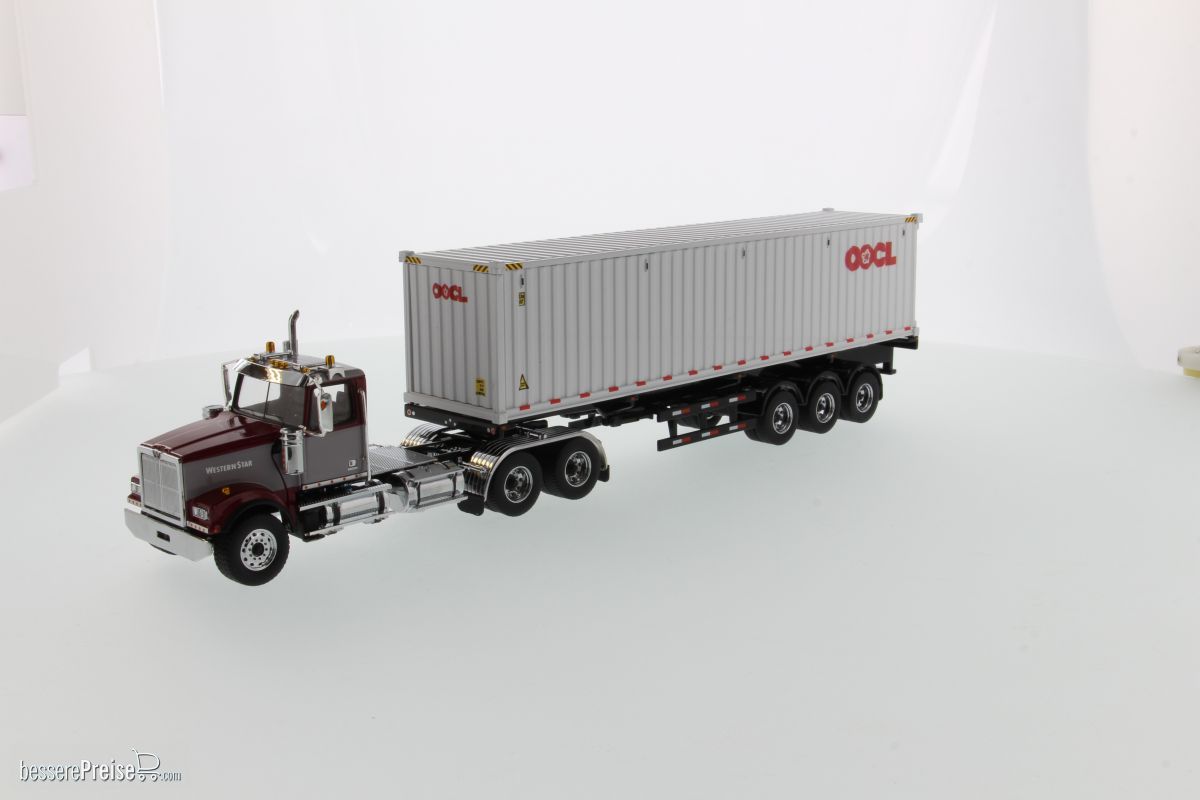 Diecast Masters 71064 - Western Star 4900 SF 40 Sleeper Tandem Tractor w. 40´ Container Zugmaschine 2 Achs m. 40 Schlafkabine u. 40´ OOCL Container