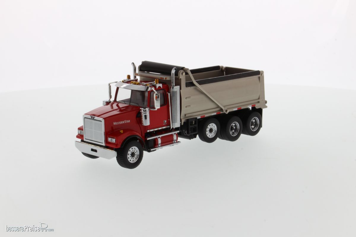 Diecast Masters 71067 - Western Star 4900 SF Dump Truck Kipper - LKW - Rote Kabine Matt silber Kipper