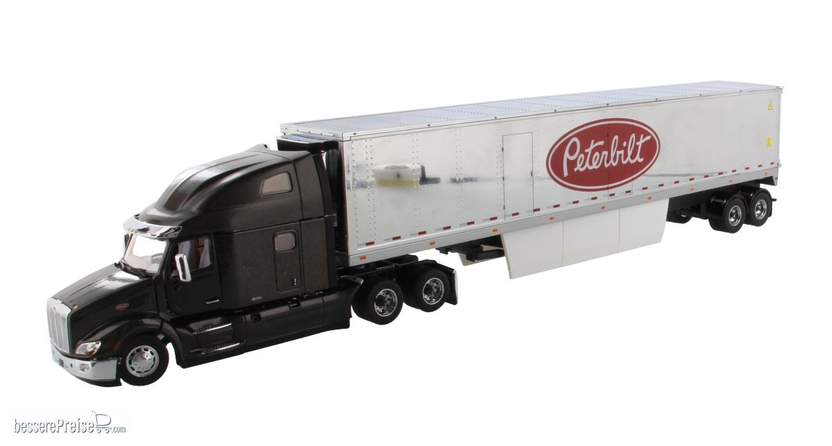 Diecast Masters 71071 - Peterbilt 579 UltraLoft Tractor w. 53´ Chrome Trailer Zugmaschine m 53´ Chrome Trailer m. Peterbilt Logo - schwarze Kabine