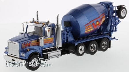 Diecast Masters 71075 - Western Star 4900 McNeiluse Bridgemaster concrete mixer Zementmischer mit blaue Kabine und blaue Mischer