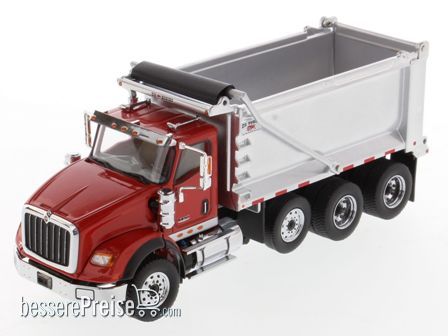 Diecast Masters 71076 - International HX620 SB w. OX Stampede Dump Body Kieper m. rote Kabine und verchromter Kieper