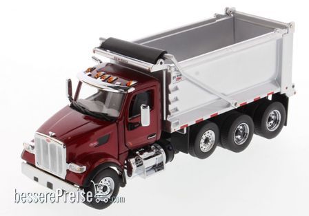 Diecast Masters 71077 - Peterbilt 567 SF OX Stampede Dump Body Kieper m. rote Kabine und verchromter Kieper