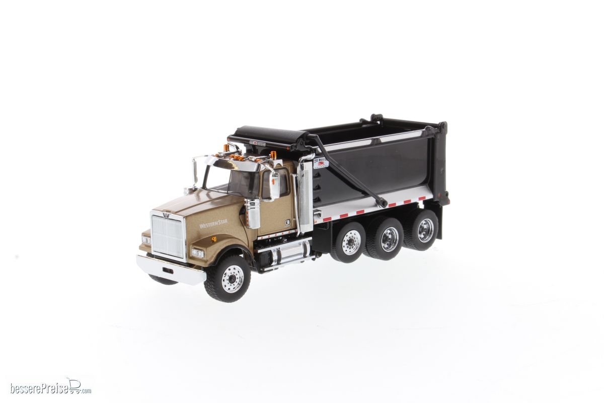 Diecast Masters 71080 - Western Star 4900 SF OX Stampede Dump-Gold cab + black dump Kieper m. gold Kabine und schwarzer Kieper