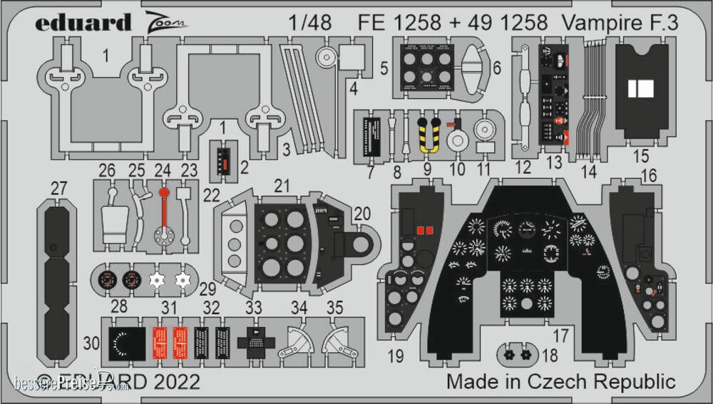 Eduard Accessories FE1258 - Vampire F.3 for AIRFIX