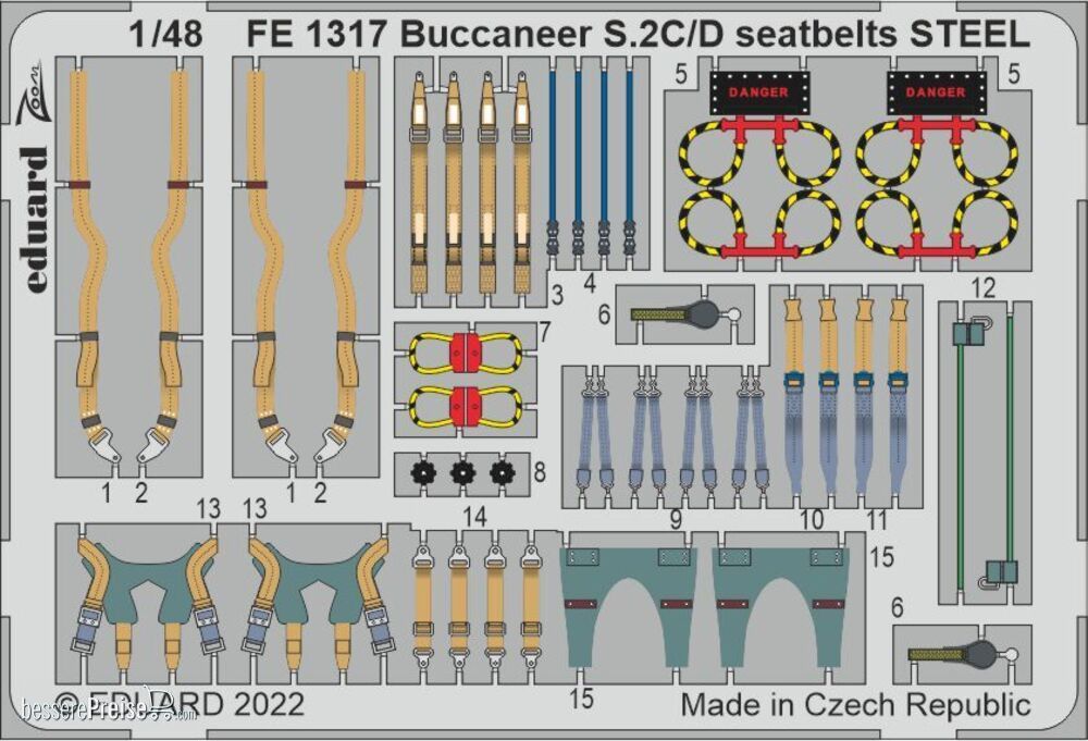 Eduard Accessories FE1317 - Buccaneer S.2C/D seatbelts STEEL for AIRFIX