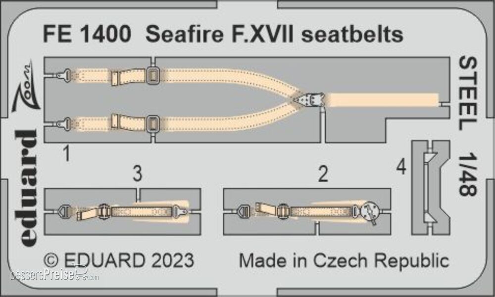 Eduard Accessories FE1400 - 1/48 Seafire F.XVII seatbelts STEEL 1/48