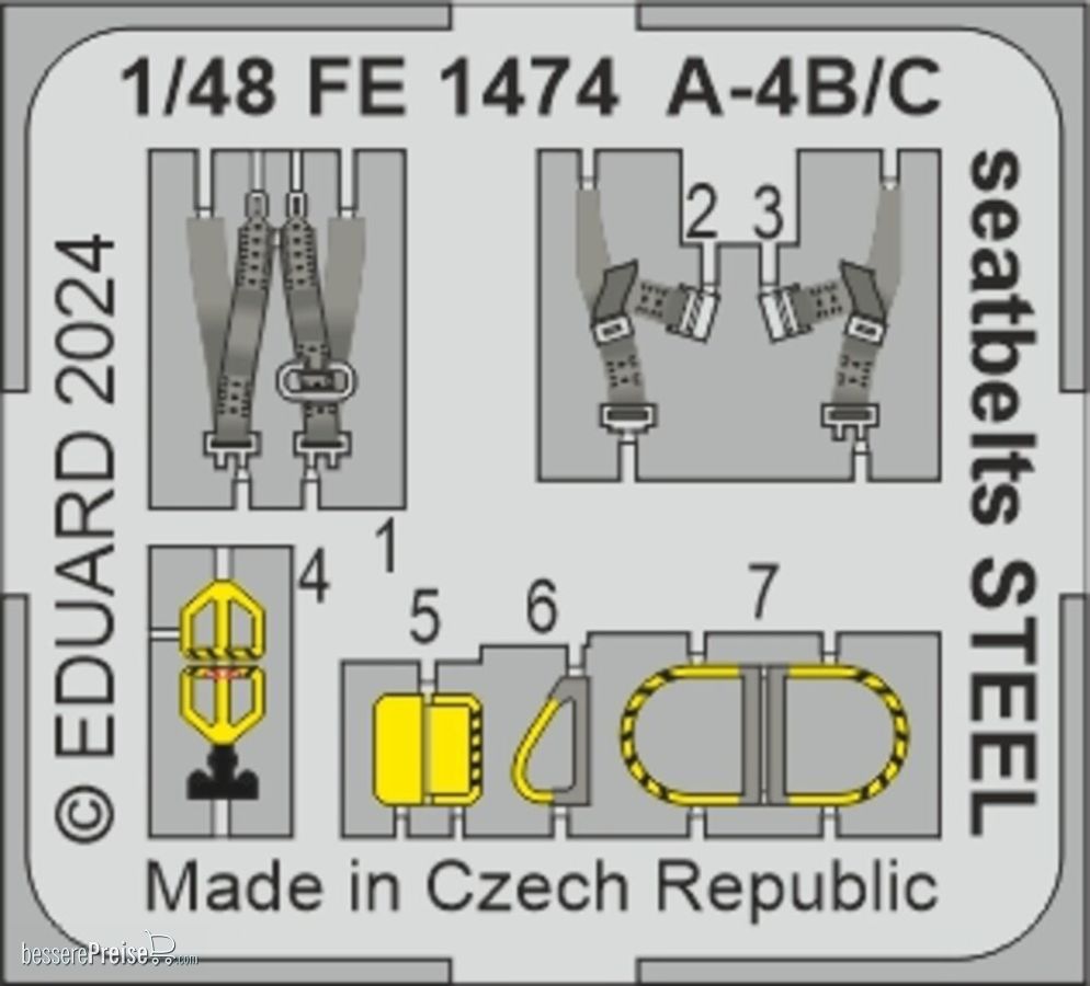 Eduard Accessories FE1474 - A-4B/C seatbelts STEEL