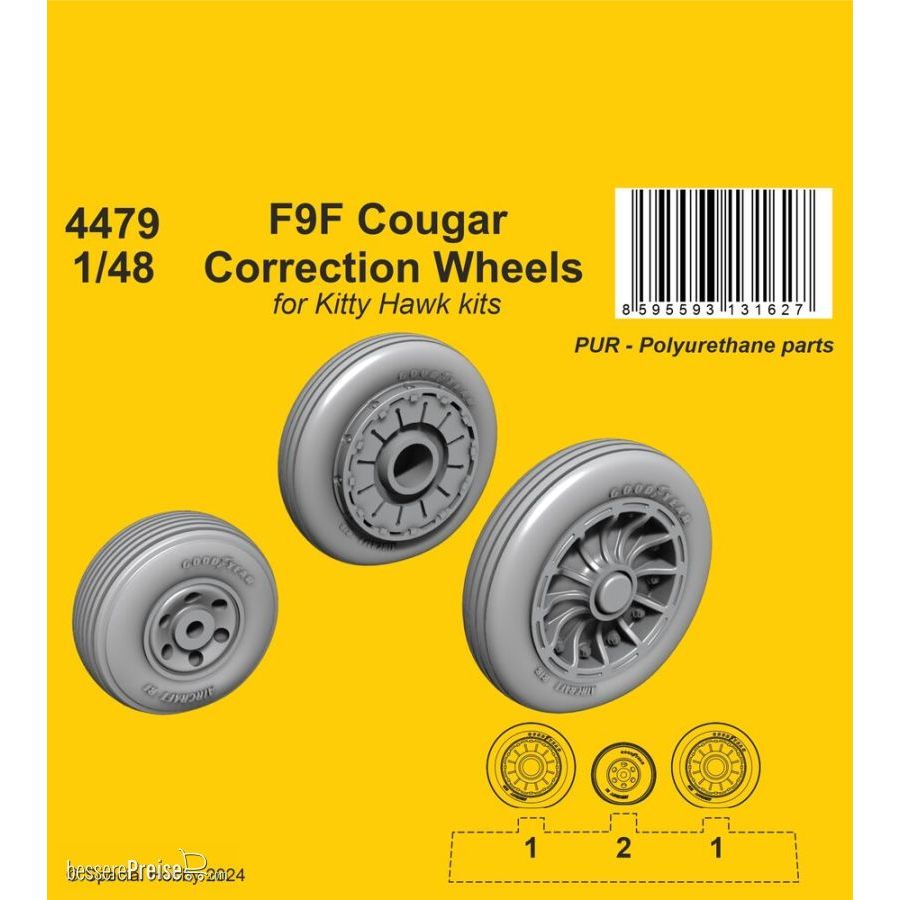 CMK 129-4479 - F9F Cougar Correction Wheels / for Kitty Hawk kits