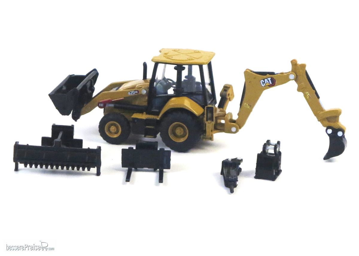 Diecast Masters 85765 - Caterpillar 420 XE w. 4 additional tools Bagger Lader