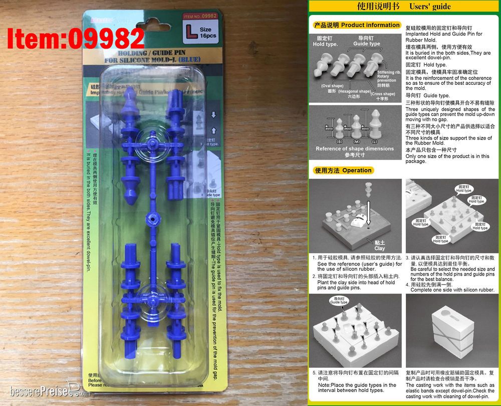 Master Tools 09982 - Holding/Guide pin for silicone mould-L (Blue)