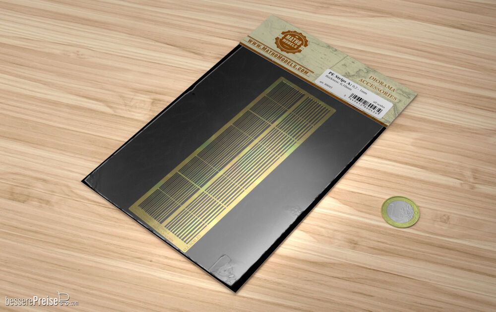 Matho Models 80043 - PE Brass Strips A: 0,2 - 1 mm (0,10mm thickness)