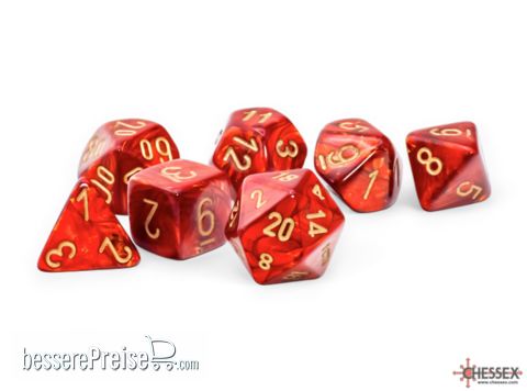 Chessex CHX22414 - Scarab® Mega-hedral™ Scarlet™/gold 7-Die Set