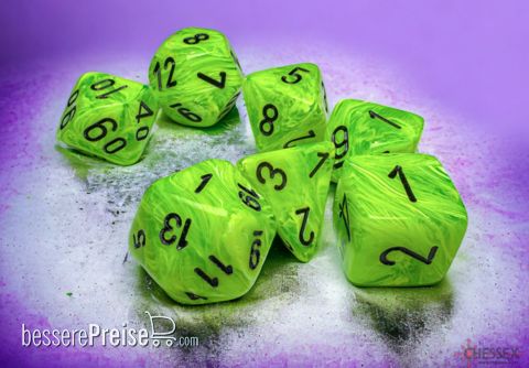 Chessex CHX22430 - Vortex® Mega-hedral™ Bright Green/black 7-Die Set