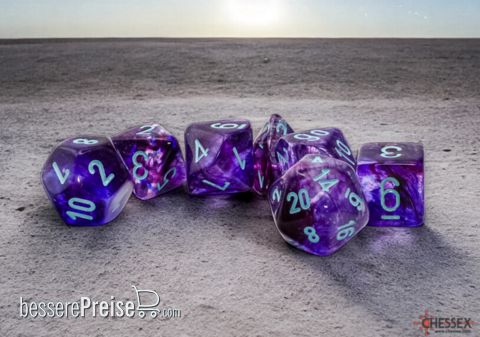 Chessex CHX22557 - Nebula® Mega-hedral™ Nocturnal™/turquoise Luminary™ 7-Die Set